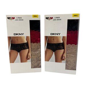 NWT DKNY 2 Boxes-6 PAIRS-Lace Bikini Multi Panties Underwear Women's Size Small